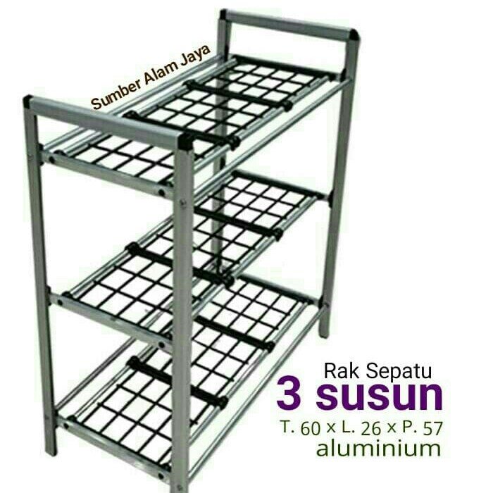 Rak Sepatu Alumunium 3 Susun