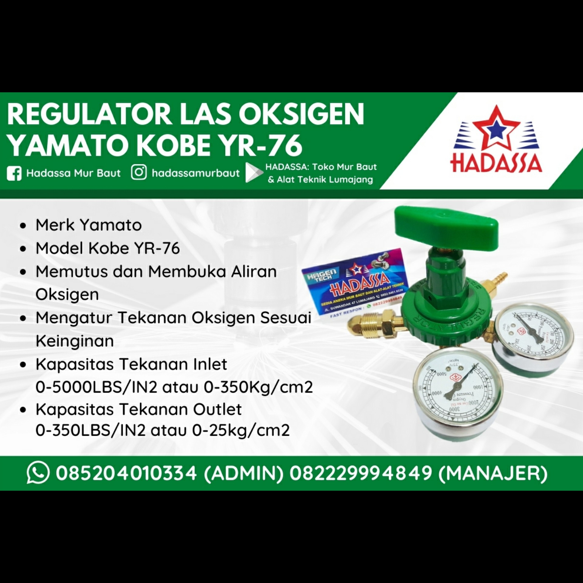 Regulator Las Oksigen Yamato Kobe YR-76