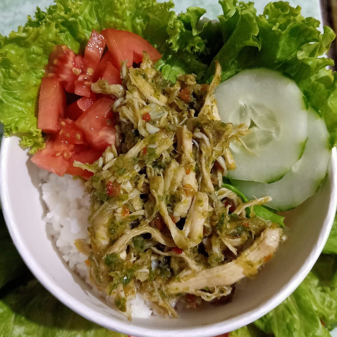 Rice Bowl ayam suwir sambal hijau by Wr Kang seno