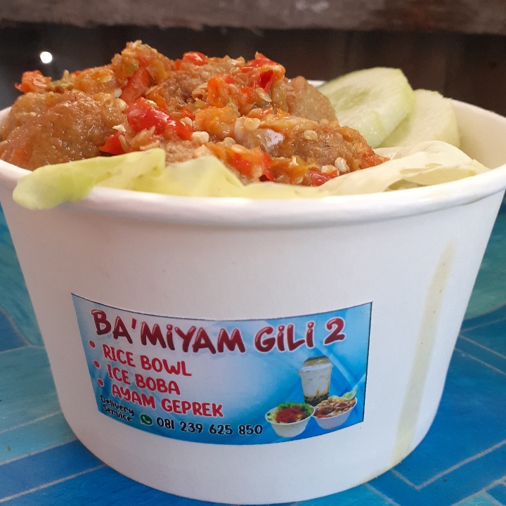 Ricebowl Bakso Sambal Geprek Free Ice Tea