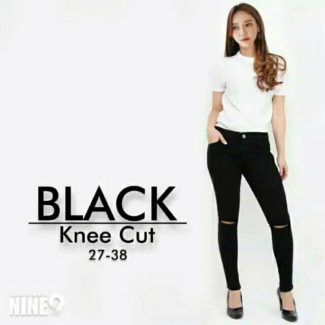 Ripped jeans celana softjeans skinny wanita sobek lutut 5