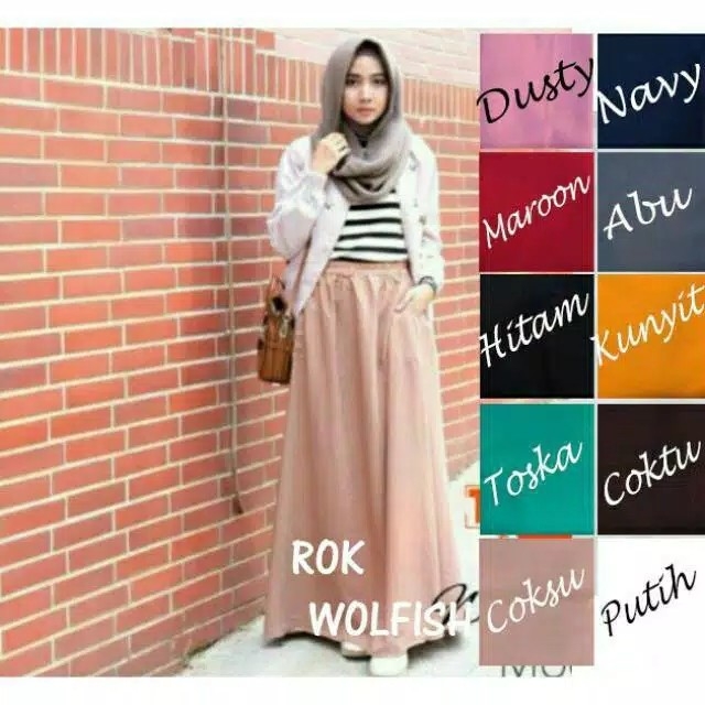 Rok polos panjang wolfis skirt  rok panjang polos