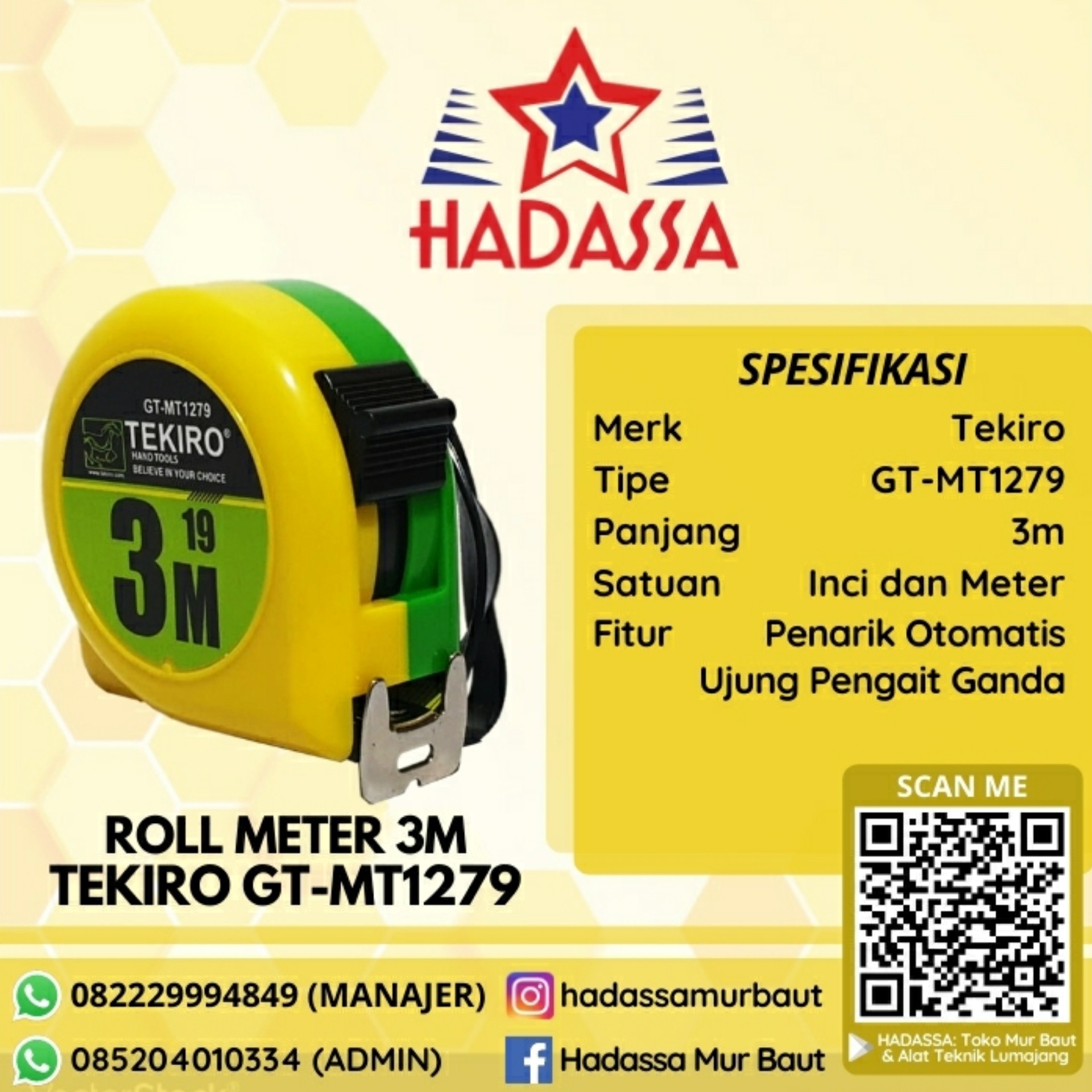 Roll Meter 3m Tekiro GT-MT1279