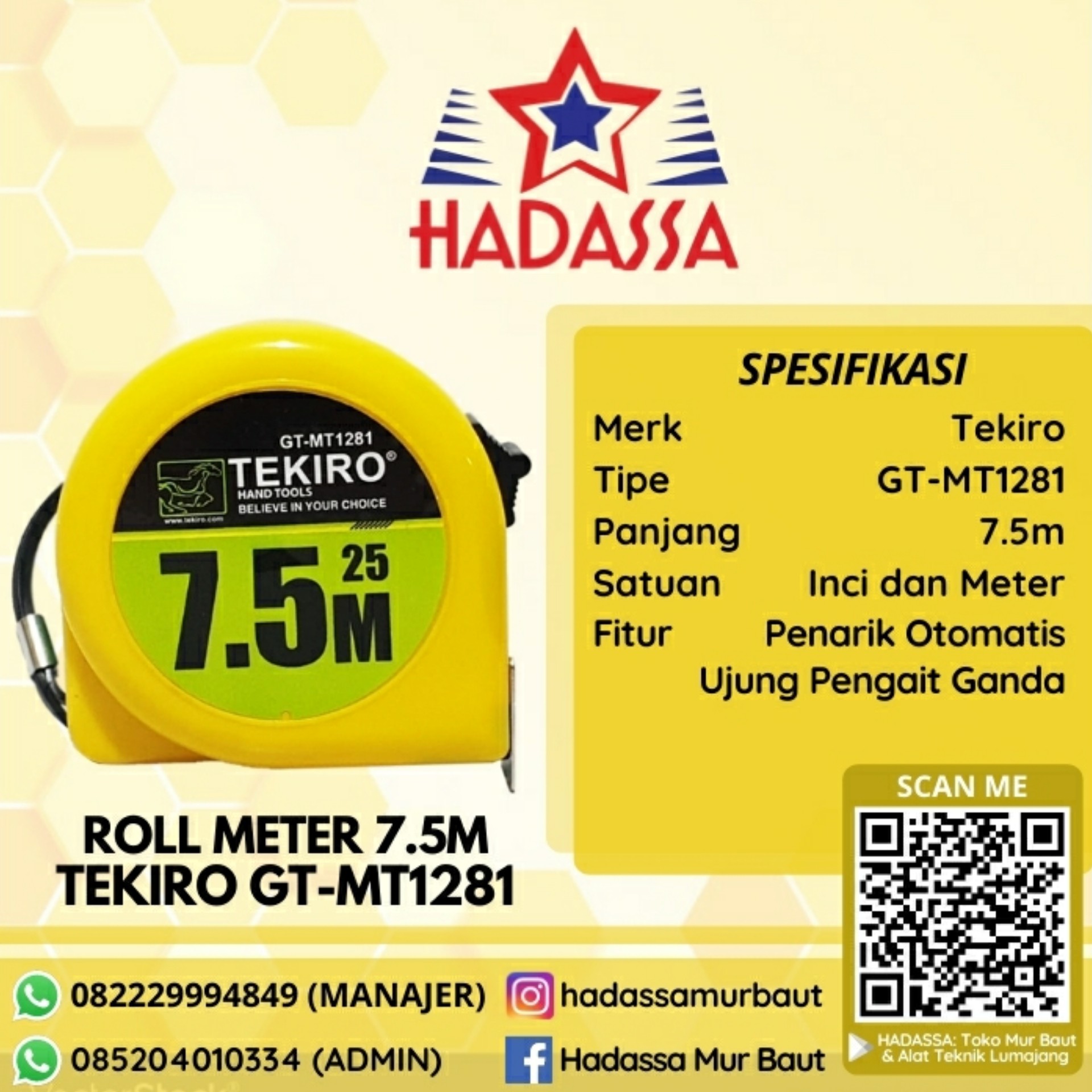 Roll Meter 7setengah Meter Tekiro GT-MT1281