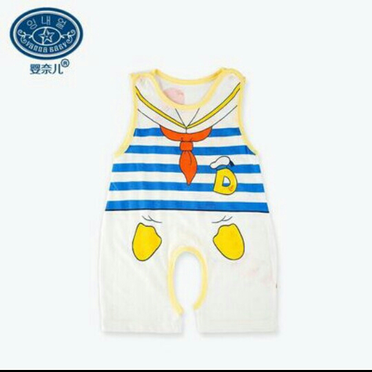 Romper bayi garis tanpa lengan