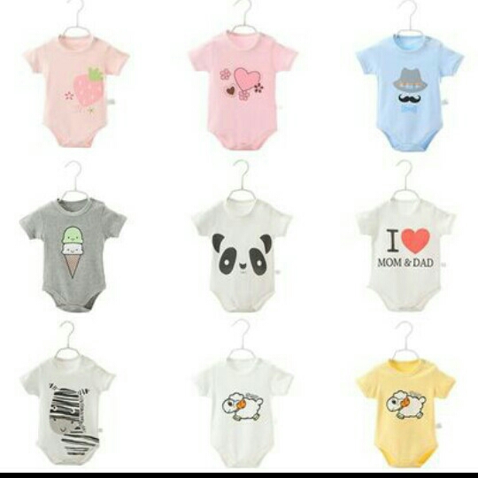 Romper bayi katun lengan pendek model popok