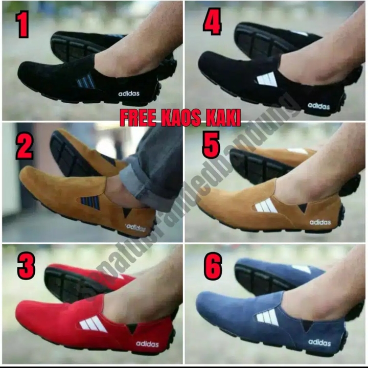 SEPATU ADIDAS SLIP ON PRIA CASUAL KASUAL FREE KAOS KAKI TERLARIS