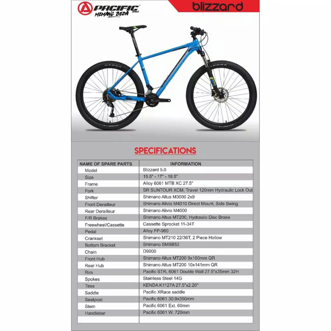 SEPEDA PACIFIC-275 MTB PC BLIZZARD 50 MERK PACIFIC PER UNIT 2