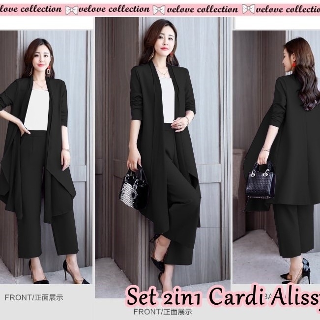 SET 2IN1 CARDI ALISSYA HITAM 