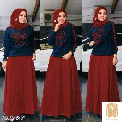 SETELAN WANITA POLKA SIGNIA SET KULOT ED-Maroon