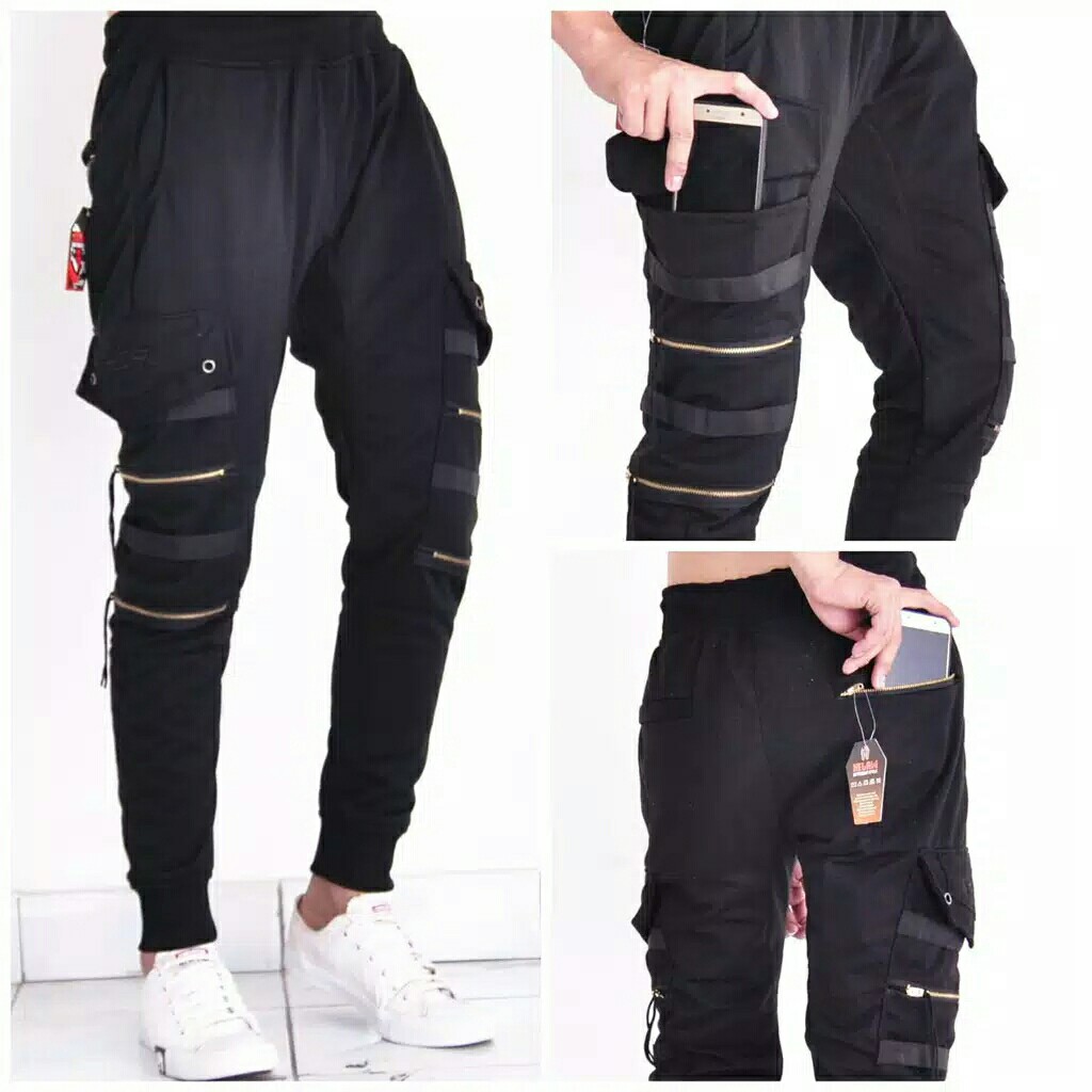 SMTH Celana Jogerpant Pria  Celana Joger Double Zipper  Celana 2