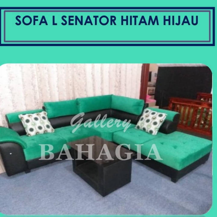 SOFA L SENATOR HITAM HIJAU 