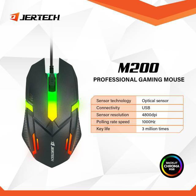ST - BAYAR DI TEMPAT MOUSE GAMING JERTECH LAMPU RGB M200 - KIT 4
