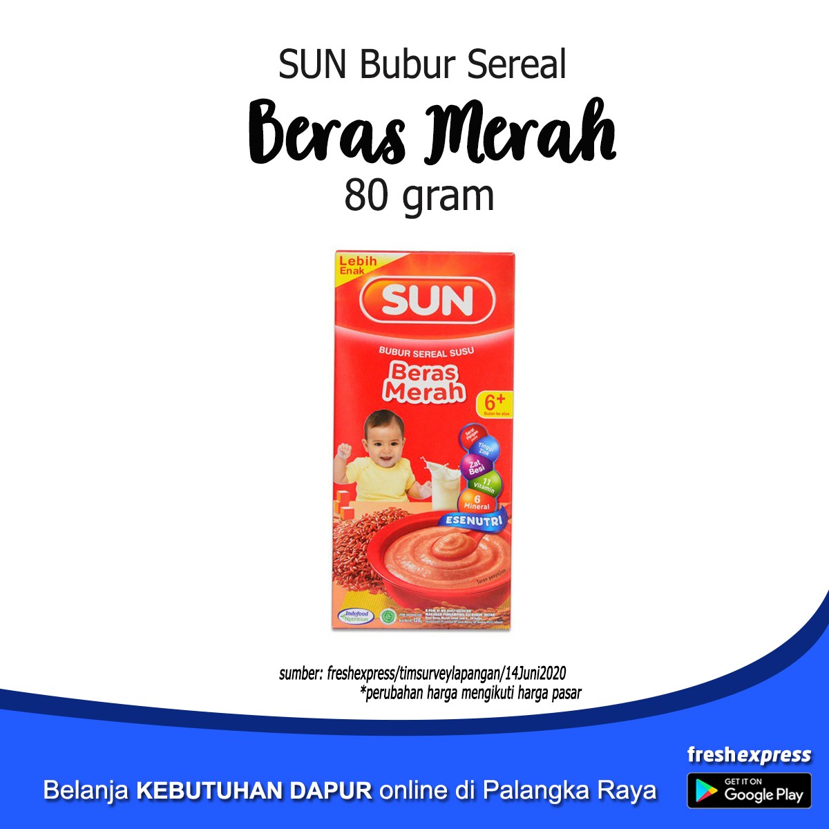 SUN Bubur Sereal - Beras Merah 80 Gram