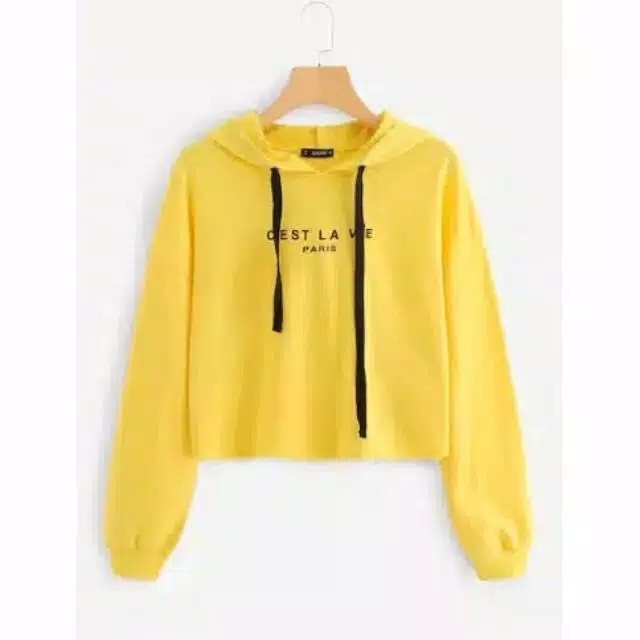 SWEATER CEST LA VIE PARIS Crop hodie Bahan babiterry fit to L