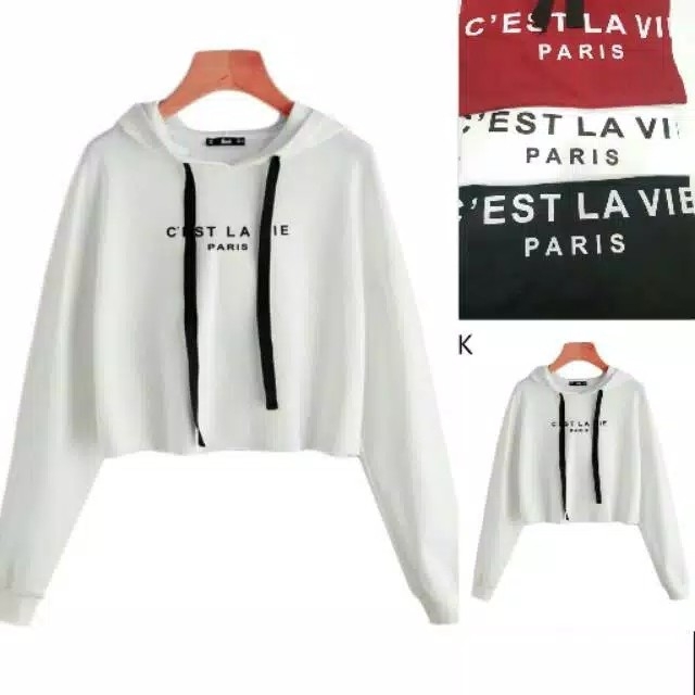 SWEATER CEST LA VIE PARIS Crop hodie Bahan babiterry fit to L 2