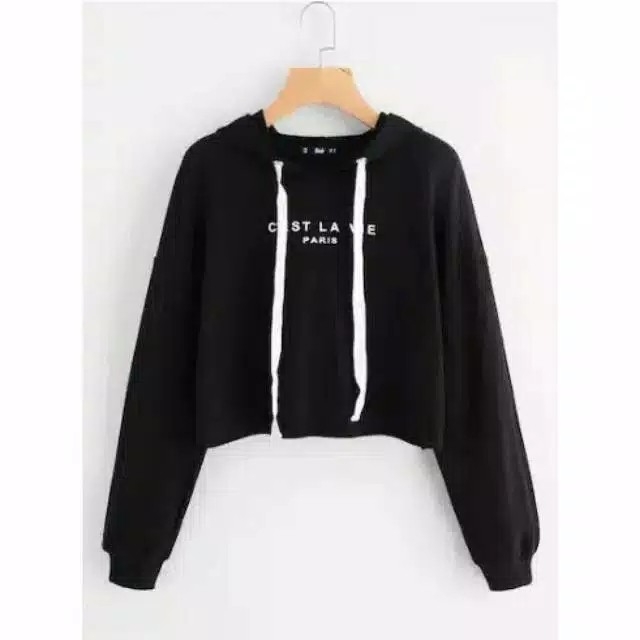 SWEATER CEST LA VIE PARIS Crop hodie Bahan babiterry fit to L 3