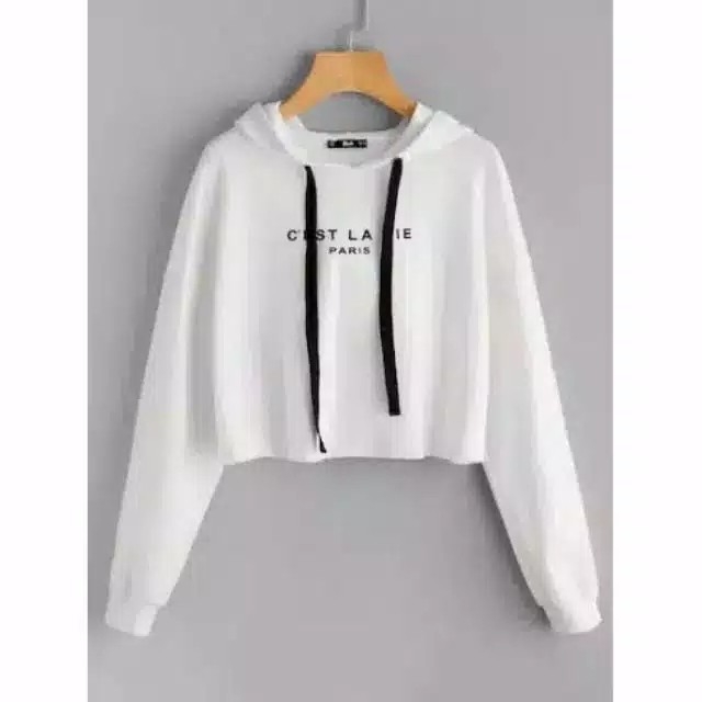 SWEATER CEST LA VIE PARIS Crop hodie Bahan babiterry fit to L 5
