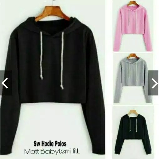 SWEATER CROP BASIC POLOS HOODIE TALI SERUT bhn babyteri fit L 2