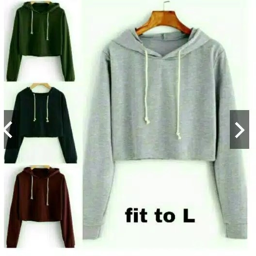 SWEATER CROP BASIC POLOS HOODIE TALI SERUT bhn babyteri fit L 3