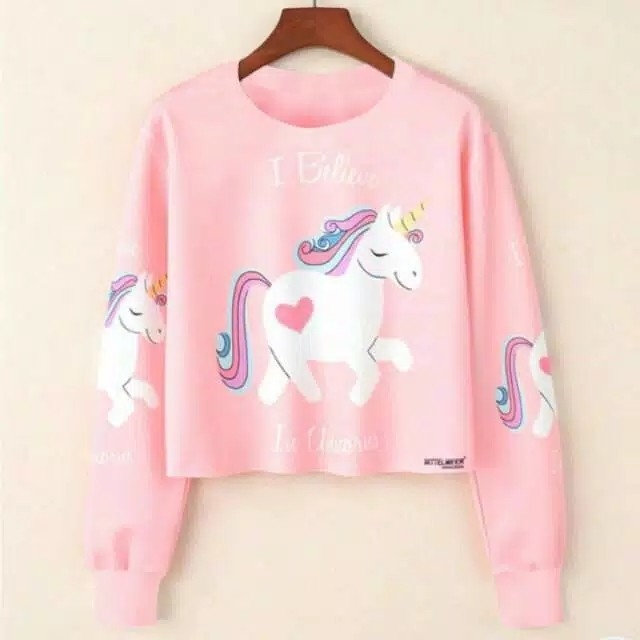SWEATER CROP UNICORN BHN BABYTERY FIT TO L