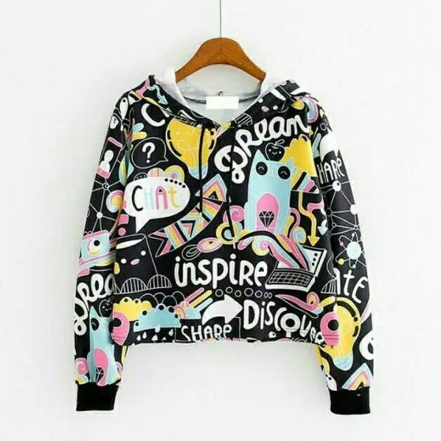 SWEATER HOODIE HIP HOP  Bahan babyterry fit to L 2