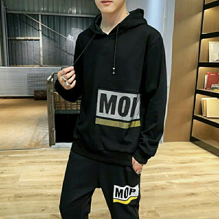 SWEATER HOODIE MOP HITAM