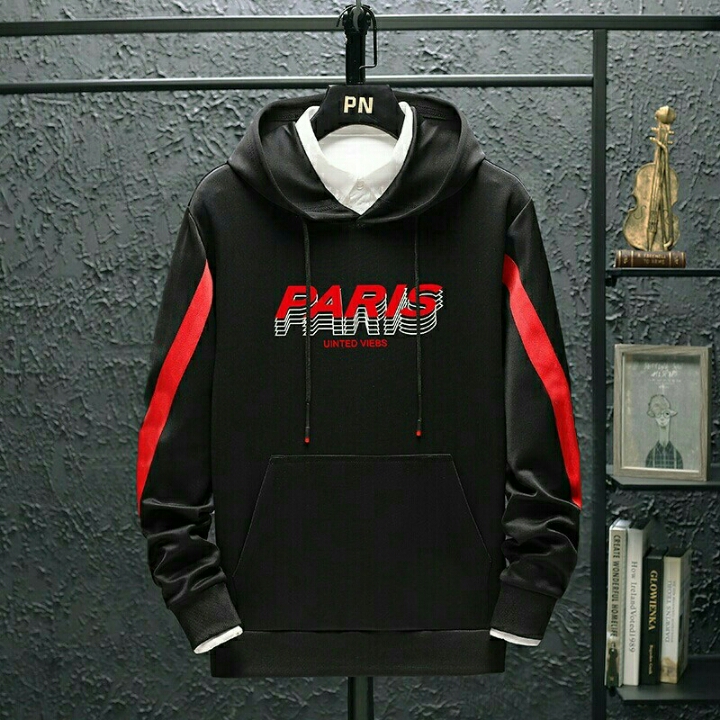 SWEATER HOODIE PARIS HITAM