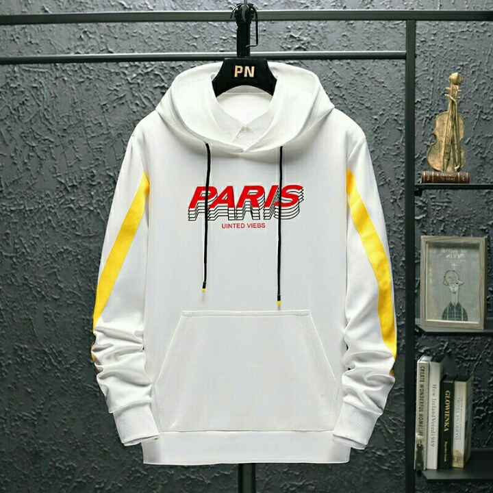 SWEATER HOODIE PARIS PUTIH