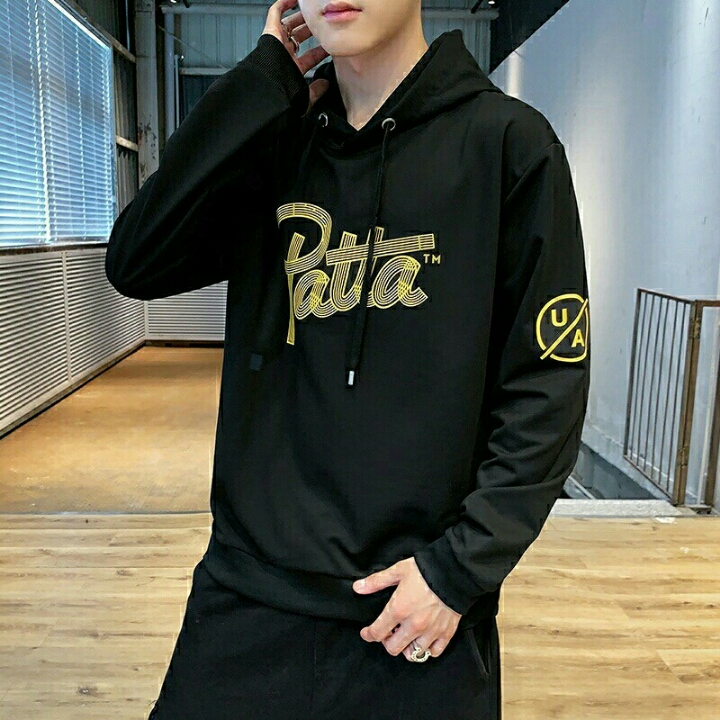 SWEATER HOODIE PAUTA HITAM