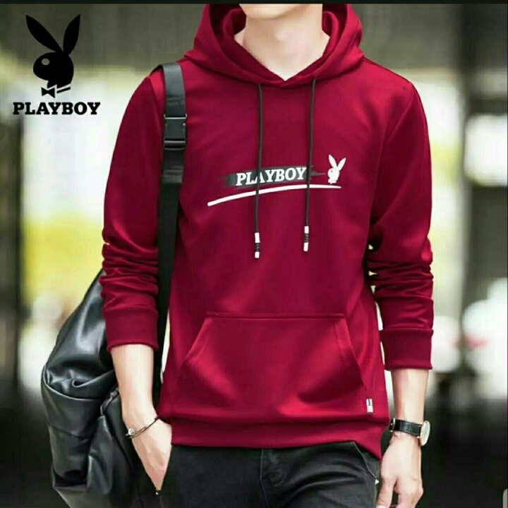 SWEATER HOODIE PLAYBOY MAROON