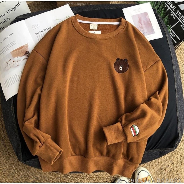 SWEATER WANITA CREWNECK BT12 BTS FLEECE VJAG-222VariasiMOKKA PUTIH