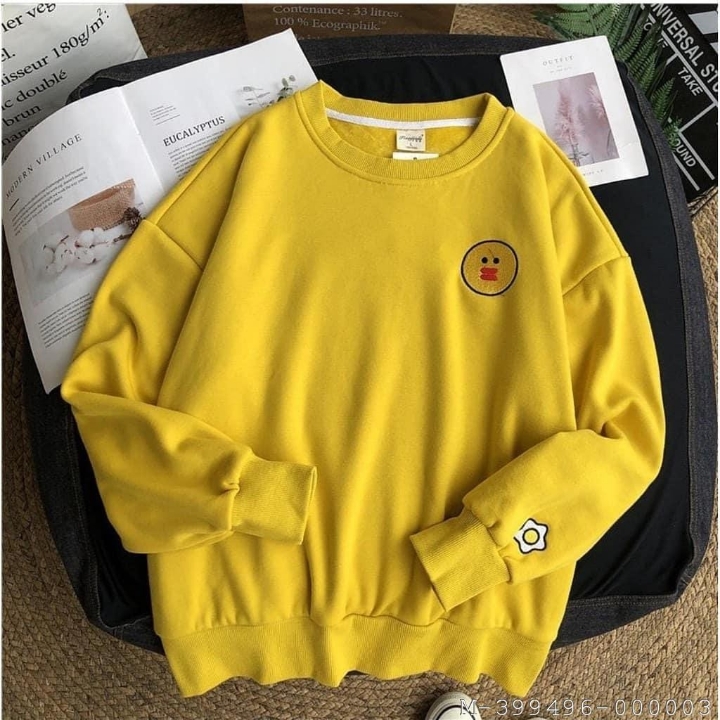 SWEATER WANITA CREWNECK BT12 BTS FLEECE VJAG-222VariasiMOKKA PUTIH 2