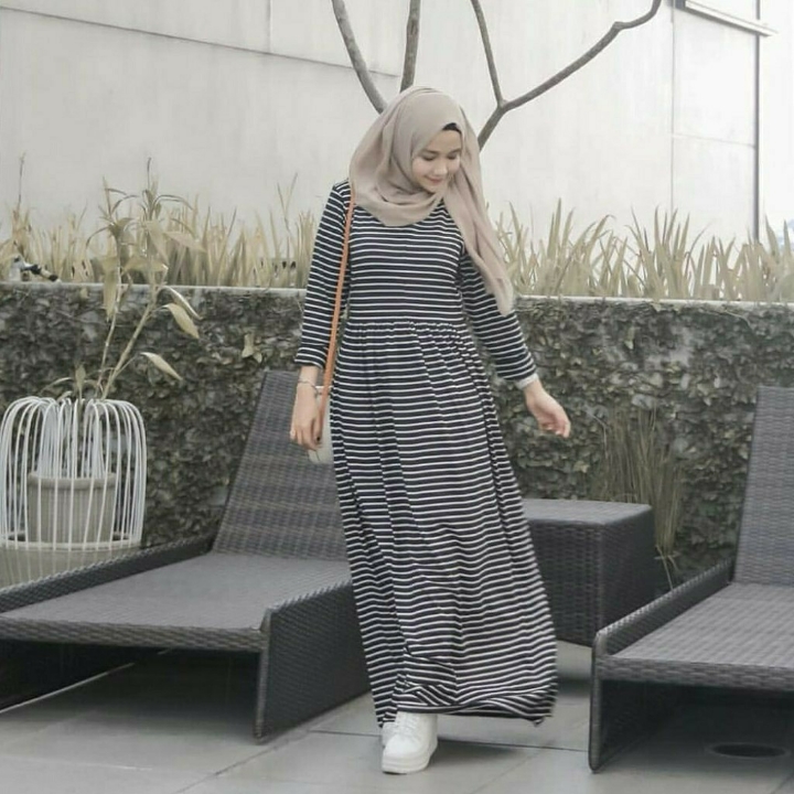 Sailor Maxi  Baju Gamis Salur  Spandex Premium