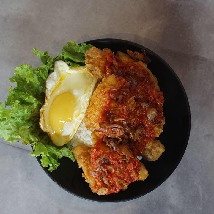 Sambal Penyet Chicken Or Dori Rice