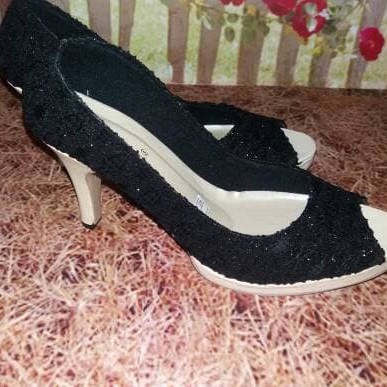 Sandal High Heels Pantofel Brukat 4