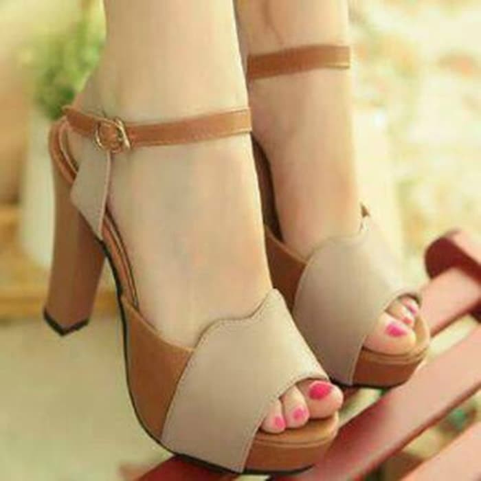 Sandal High Heels Wanita Adena Mocca