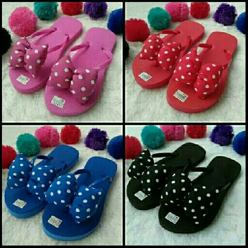 Sandal Jepit Spon Pita Polkadot