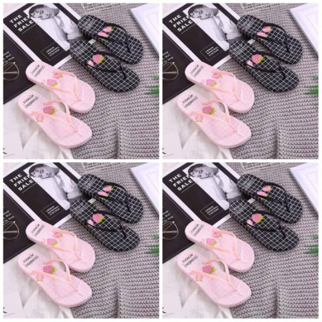 Sandal Jepit Wanita Motif Stowbery