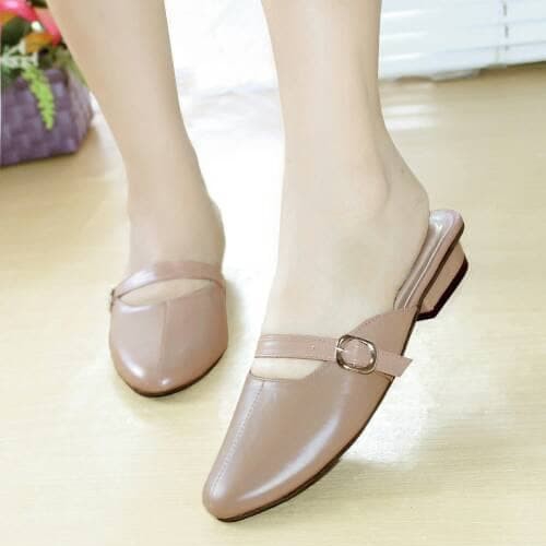 Sandal Wanita Slop Gesper - Mocca