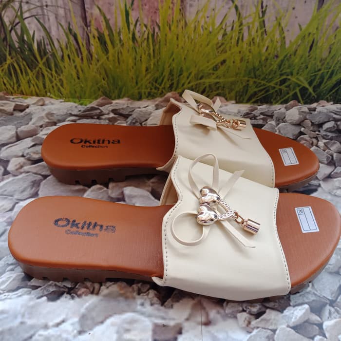 Sandal Wanita Slop Pita - Cream 2