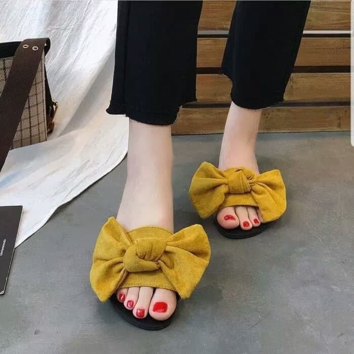Sandal Wanita Slop Pita Kuning