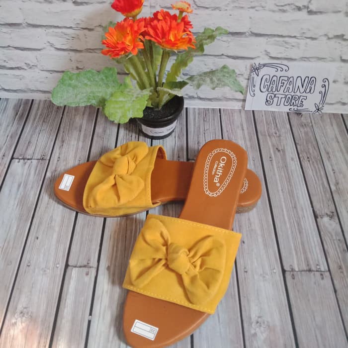 Sandal Wanita Slop Pita Kuning 2
