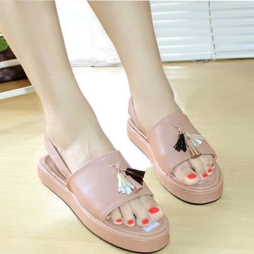 Sandal Wanita Slop Rumbai - Pink