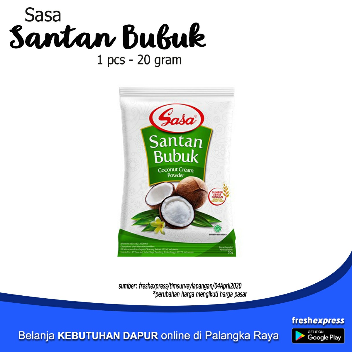 Sasa Santan Bubuk 20 Gram 1 Pcs