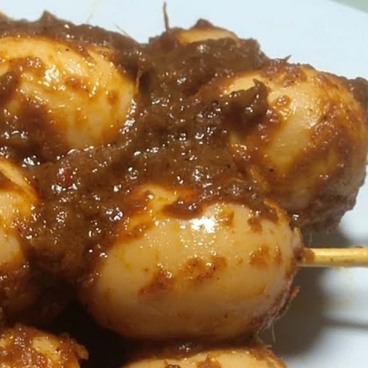 Sate Telur Puyuh Kuah Kacang Tanpa Lontong 5 Tusuk