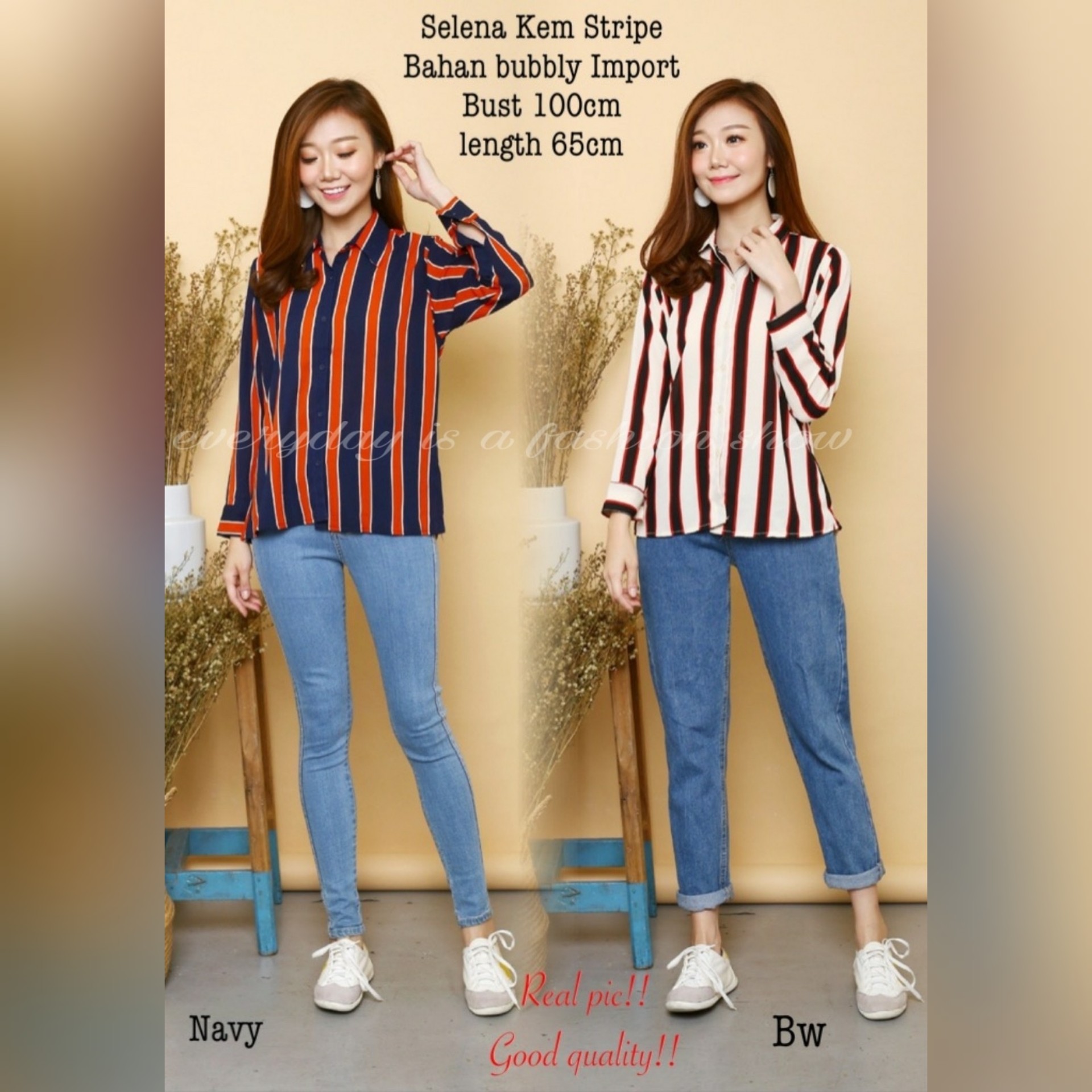 Selena Kem Stripe Realpict 2warna
