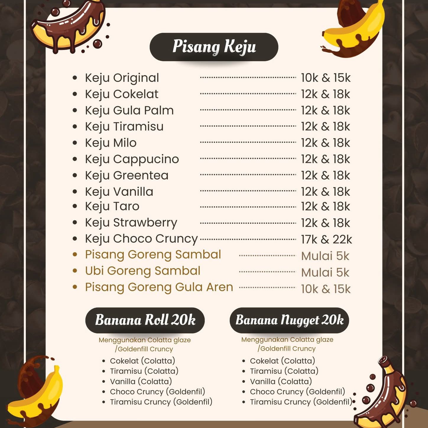 Sentra pisang Reques Menu