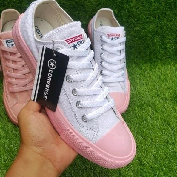 Sepatu Converse Low Putih Peach