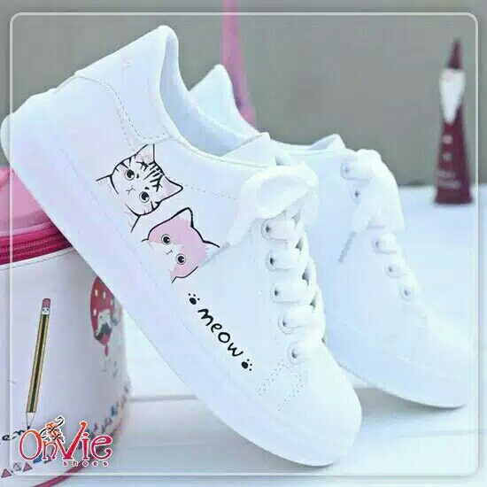 Sepatu Kets Sneakers Wanita Motif MEOW1 Onvieshoess D10 3